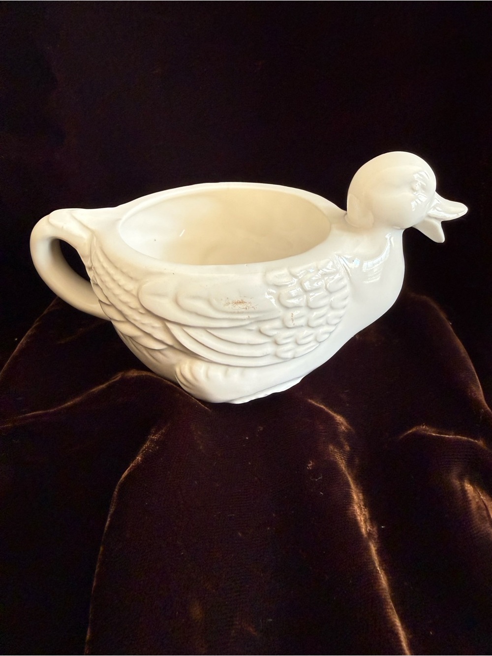 Vintage White Ceramic Duck Creamer Pitcher Figural Goose Cream Jug